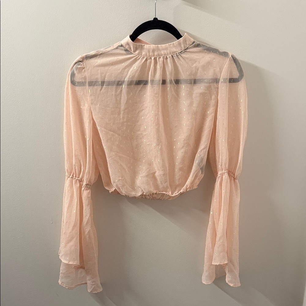 NBD Sheer Blouse in Soft Peach